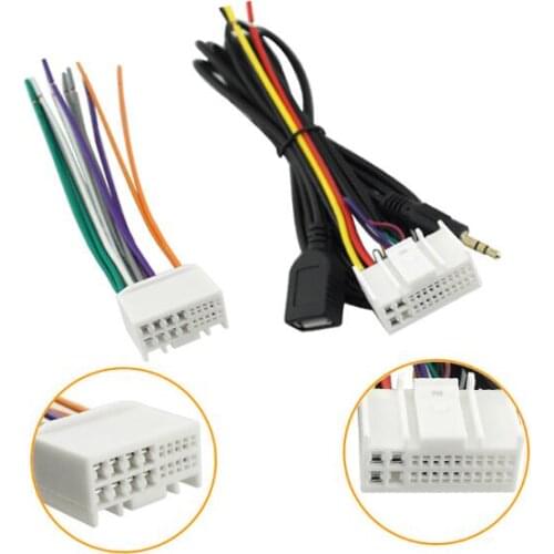 1set Car audio wire harness Tail plug with USB Stereo Cable aux Line for HYUNDAI Kia