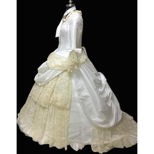 2020 New white Vintage costumes 18th Duchess Retro medieval Renaissance Reenactment Theatre Civil war Victorian dress D-561
