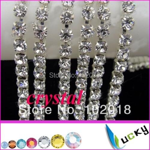 Free shipping!10 yards 2014 new strass crystal cup chain super closed with 2mm high quality clear rhinestones for garment