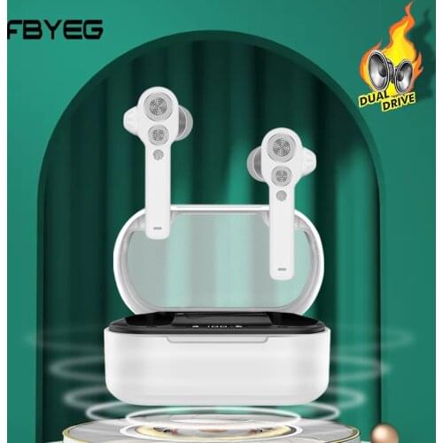 FBYEG TWS Wireless Bluetooth Earphone [Dual Dynamic Driver] Earbuds Bass Sport Headphone Four Speakers HiFi Stereo Touch Headses