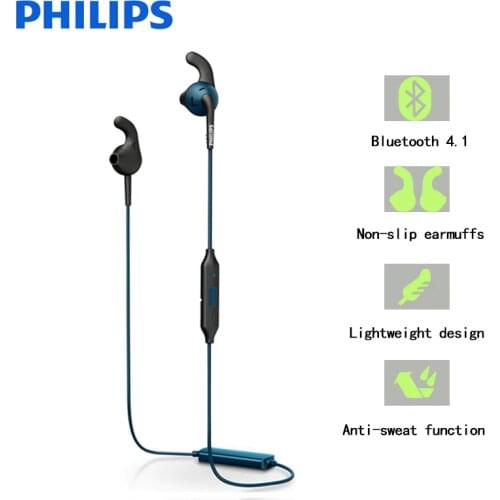 Philips SHQ6500 Original Bluetooth Wireless Earphone Sport Waterproof Earphone with Microphone for Phone and Music Official Test
