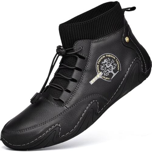 2021 Autumn Man Fashion Boots Quality Cow Leather Shoes New Breather Anti-slip 38-48 Soft Man Ankle Boots