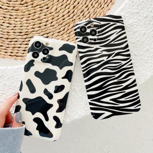 For iphone 12Pro Max Cases Cute Cartoon zebra-stripe milk cow pattern Phone Cases For iphone 11 XR X XS Max 7 8Plus Back Cover