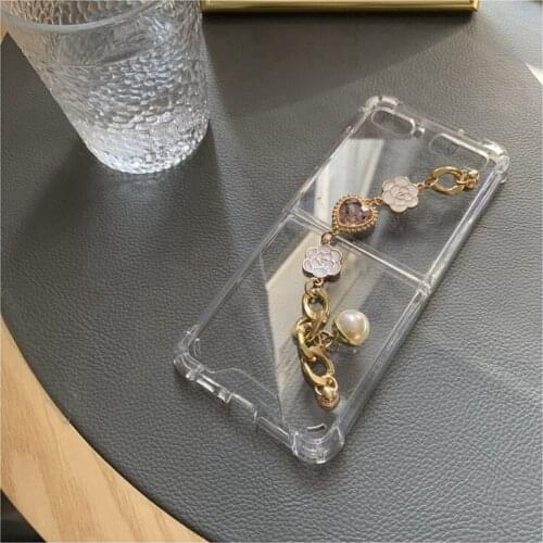 Love Bracelet Chains Phone case For Samsung Galaxy Z Flip Neck Chain Clear Shockproof Cover