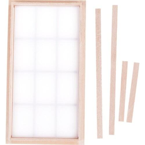 Wooden Traditional 12-pane Window Frame 1:12 Scale Dollhouse Miniature Doll House Decor