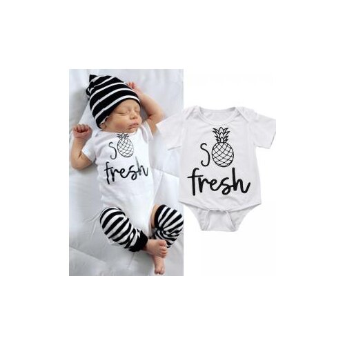 DERMSPE 2019 New Casual Newborn Baby Boy Girl Short Sleeve Letter Print Fresh Pineapple Cotton Romper Baby Clothes White Hot