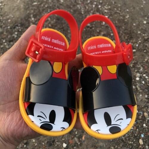 Disney Mini Melissa Baby Jelly Sandals Minnie Mouse Princess Beach Shoes Summer Children Shoes Lovely Melissa Sandals