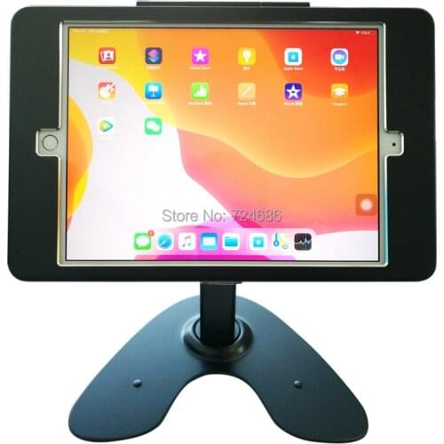 For iPad 10.2 and 10.5 inch desktop security stand with lock enclosure display holder table mount 360 degree rotation support