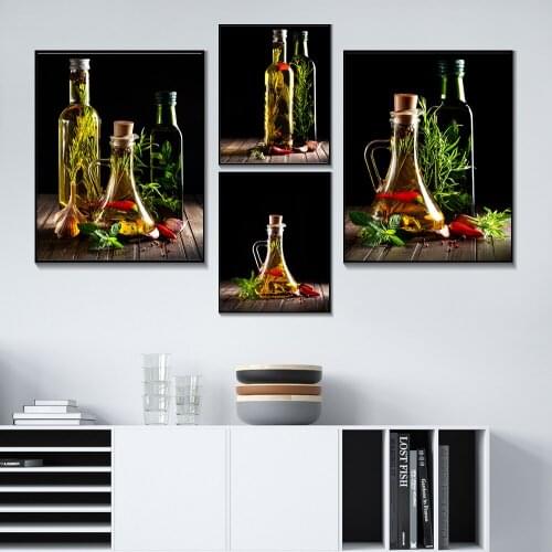 Homemade Oil With Herbs Canvas Painting Food Picture Wall Art Posters and Prints Decoration for Home Restaurant Interior Kitchen