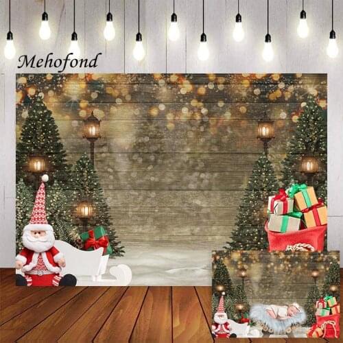 Mehofond Photography Background Winter Christmas Snow Glitter Pine Trees Gifts Newborn Baby Kids Portrait Backdrop Photo Studio