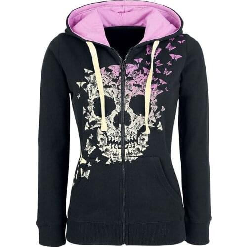 Halloween Hoodies Womens Zipper Long Sleeve Skull Print Hoodie Sweatshirt Tops Sweatshirt Autumn Pocket Elegant Daily Tops
