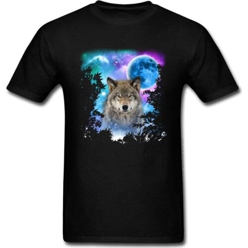Good Quality 100% Cotton Short Sleeve T Shirts Novelty Men Top T-shirts Timber Wolf MidNight Forest Night T Shirt Cool Teeshirt