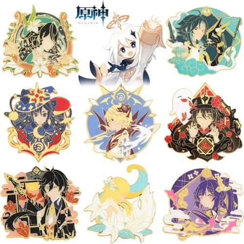 Game Genshin Impact Character Brooch Keqing Guardian Yasha General Metal Badge Cosplay Two-Dimensional Character Collection Souv