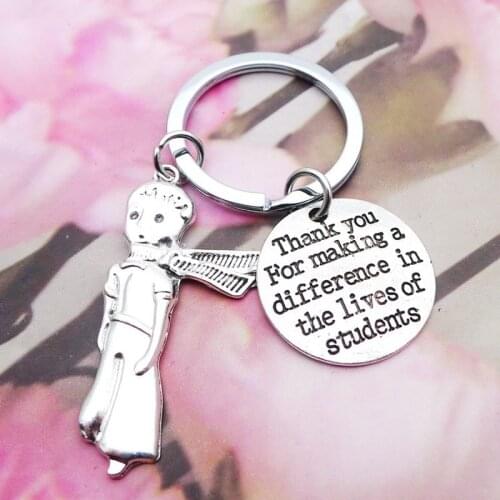 Alloy Personality Car Waist Bag Gift Little Prince Letter Brand Key Chain Antique Silver Jewelry Accessories Friends, Classmates