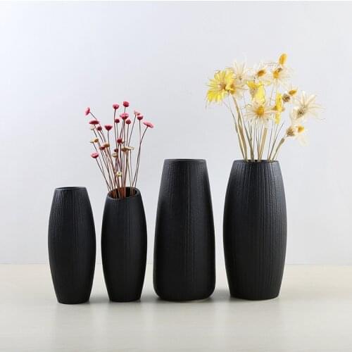 European-style Ceramic Office Home Decoration Decoration Wine Cabinet Desktop Simple Dried Flower Black Vase
