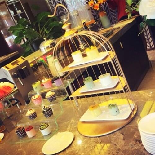 1pc Wrought Iron Bird Cage Dessert Cake Display Stand Table Decoration Cake Rack Snack Holder Wedding Birthday Party Supplies