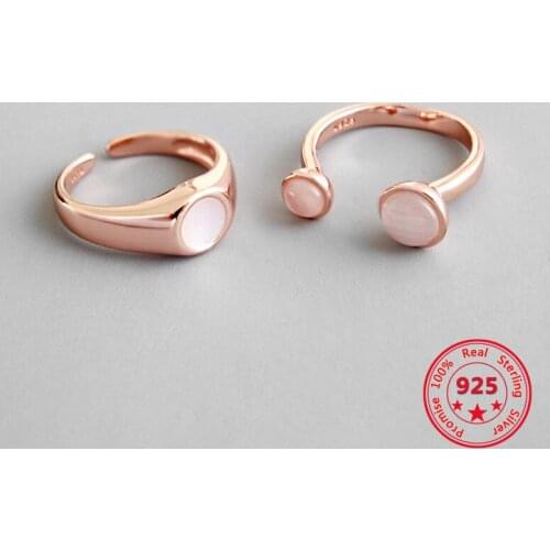 Korean Pure S925 Sterling Silver Fine Rings Simple Personality Opal Shell Opening Adjustable Fashion Retro Rings Women Jewelry