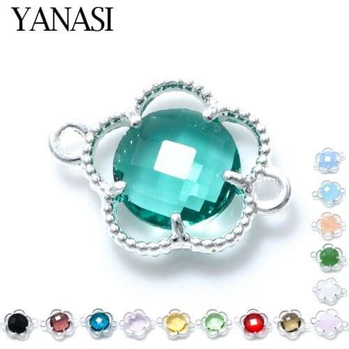 4 Pieces Crystal Flower Opal Birthstone Connectors for Jewelry Making Charm Accessories For Women Bracelets DIY Making