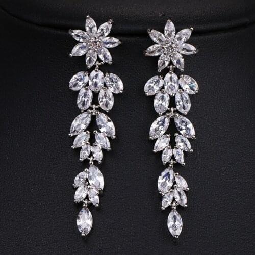 KSRA 2021 Romantic Chandelier Rose Gold Boho Bridal Earrings For Women Floral Bridal Wedding Jewelry Bridesmaid Thank You Gift