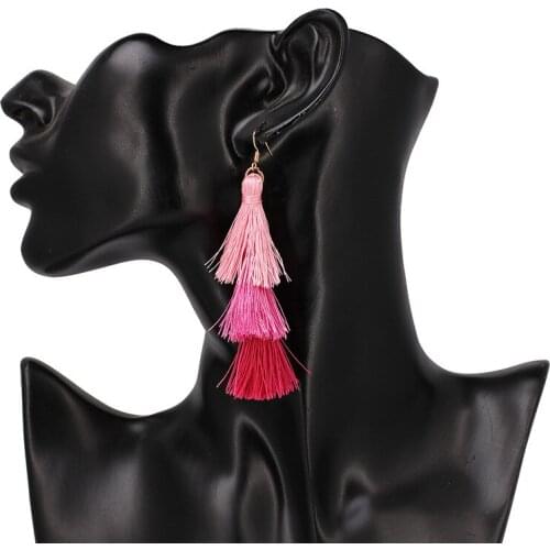 Hotsale Dangle Earring Bohemia Style Multilayer Tassel Earrings For Women Mixed Color Handmade Crafts New Style Charm Earrings