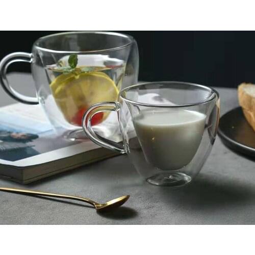 Creative Heart Love Shaped Double Wall Glass Coffee Mug Resistant Kungfu Tea Mugs Milk Lemon Juice Cup Drinkware Lover Cups