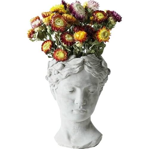 Muse Art Goddess Portrait Housewarming Gift Concrete Flower Pot Retro Creative Living Room Home Decoration Statue
