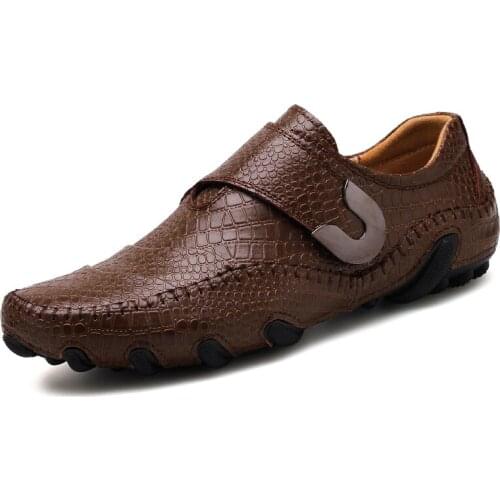 Men Shoes Black Brown Casual Shoes Men Genuine Leather Dress Shoes Crocodile Pattern Business Formal Shoes