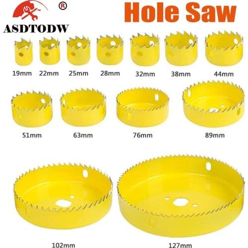 Hole Saw Cutting Set Kit Drilling Tool Wood Metal Cutter 19-127mm Mandrels Saws Core Drill Bits Woodworking