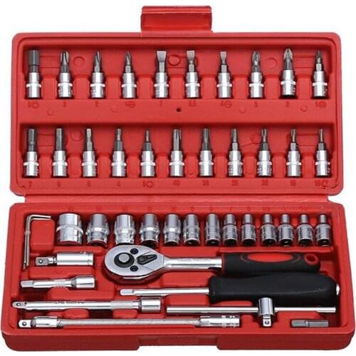 1/4 small fly 46 piece set small fast ratchet sleeve 6.3mm auto repair sleeve auto maintenance tool set hardware