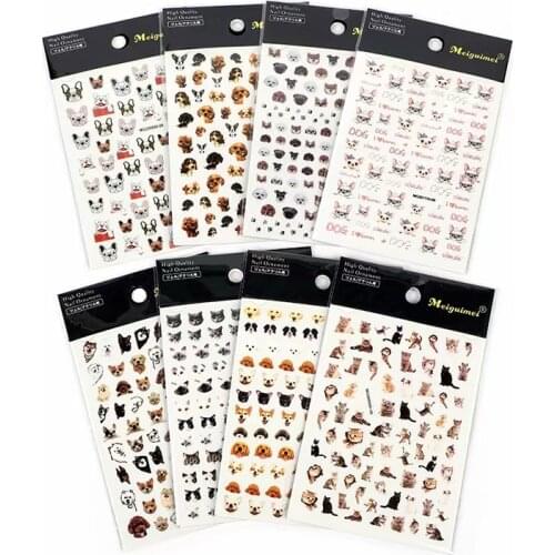 1pcs 3D Winter Nail Stickers Dog And Cat Animal Design Nail Applique Slider Wrapping Tool