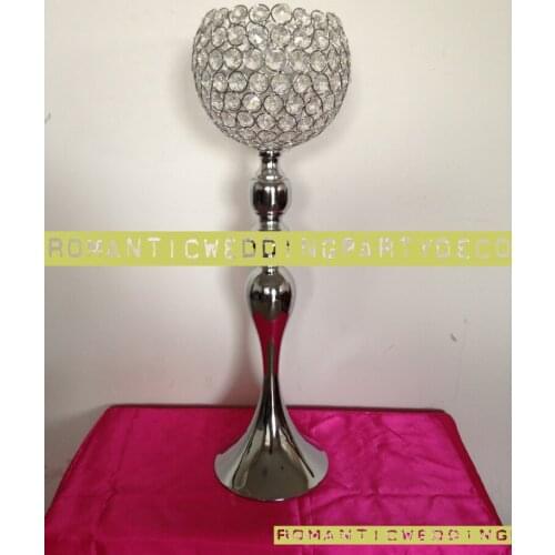 Lastest 25" Silver Wedding Flower vases Crystal Table centerpiece Wedding Decoration 10PCS/LOT