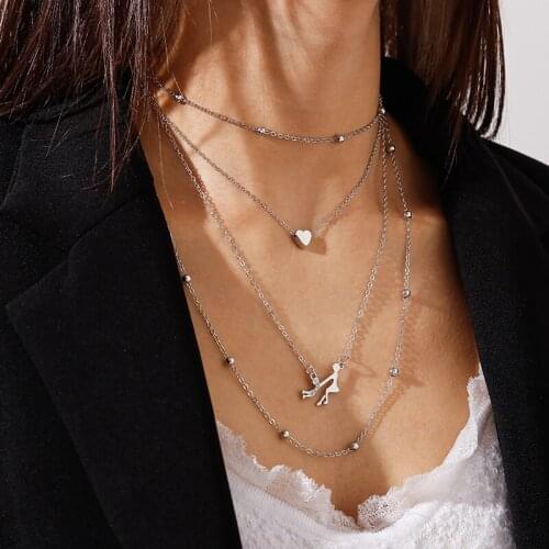 Crystal Hand In Hand Son Mother Necklaces for Women Silver Gold Color Multilayer Heart Chain Necklaces Jewelry Mothers Day Gift