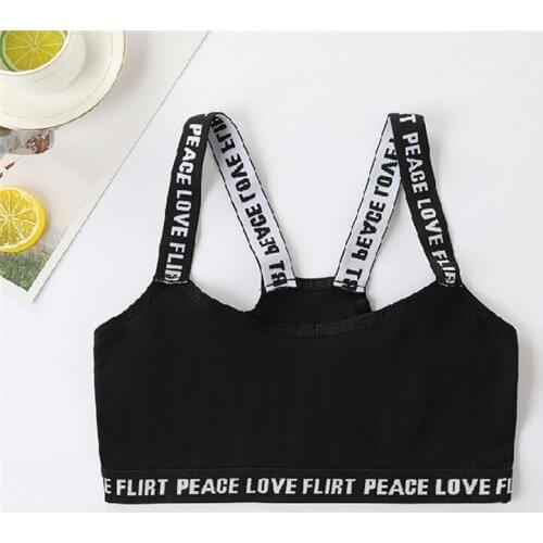 Letter Jacket Womens Average Size Cotton Bra Cross Strap Bra No Rim Bra Soft Underwear Girl Without Chest Pad