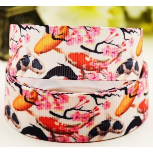 22mm 25mm 38mm 75mm koi Cartoon printed Grosgrain Ribbon party decoration 10 Yards X-03228