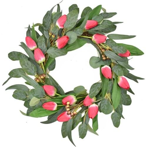Rose Wall Decoration Flower Wreath Wood For Home Outer Diameter 50cm Silk Cloth Garland