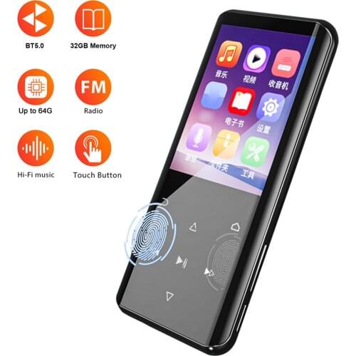 RUIZU D25 Bluetooth 5.0 MP3 Player 16G/32G 2.4 inch Curved Screen Portable Music MP3 Player With FM Radio Recording E-book Video