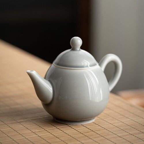 Ice Gray Glaze Water Drop Pot Japanese-Style Ceramic Kung Fu Teapot Small Single Pot Pu'er Tea Maker Kettle Tea Tea Infuser