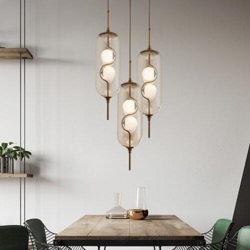 Nordic Glass Pendant Light Led Industrial Style Restaurant Bar Kitchen Hanging Lamp Living Room Bedroom Bedside Decorative Light
