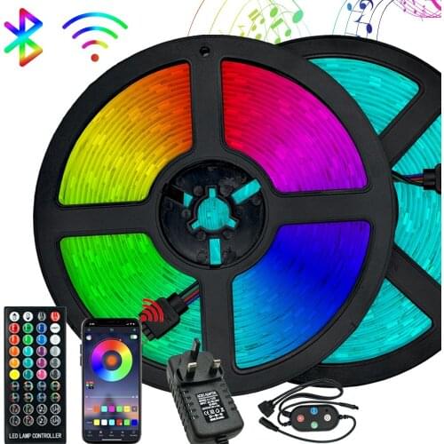 LED Light Bluetooth Control Led RGB 5050 SMD 2835 Flexible Ribbon Waterproof DC 12V 5M 10M 15M Home Decor Color Changing Lights