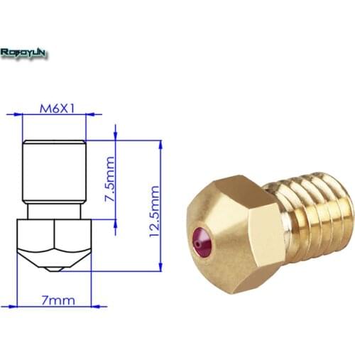 High Temperature E3D Ruby Nozzle V6 1.75mm Nozzles 0.4mm Compatible PETG ABS PET PEEK NYLON Ruby Nozzle For PRUSA I3 MK3/LulzBot