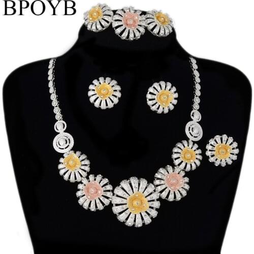 BPOYB 2021 Jewelry Is An Art Elegance Beauty And Sparkling Silver Color Cactus Neckalce Set Earings Bracelet Ring For Women