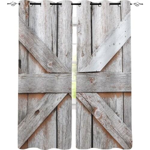 Farm Country Farmhouse Wooden Garage Barn Printed Window Curtains Living Room Bedroom Curtains Polyester Cloth Home Decor