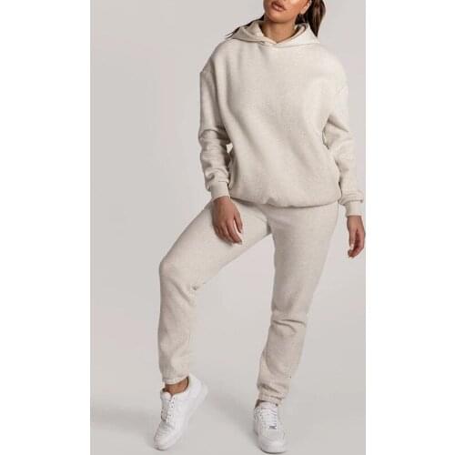 Autumn Winter Streetwear Solid Outfits Women Joggers 2 Piece Sets Hooded Sweatshirt Pants Two Piece Set Tracksuit Sweatpants
