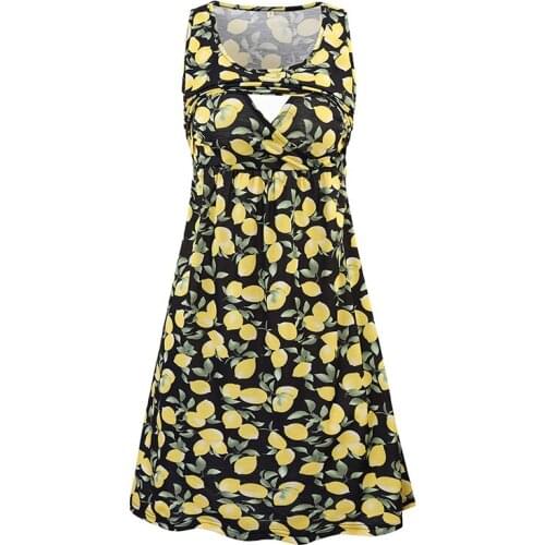 Womens Casual Floral Short Sleeve Loose Maternity Dresses Summer Pregnancy Clothes Soft Waist Pleated Print Knee Length Dress