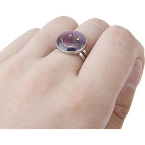 Women Jewelry Smile Face Color Change Mood Ring Tempertrue Emotion Feeling Rings For Women Adjustable Opening Rings