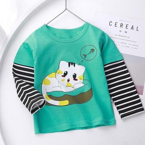 ZWY831 Boys Long Sleeve T Shirts For Children Spring Autumn pure color T-shirt Cotton Kids Clothing Baby Girls Tops Tees Clothes