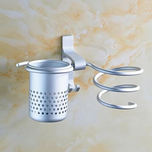 1pc household practical simple bathroom punch-free hair dryer aluminium bracket, bathroom wall-mounted razor comb storage shelf