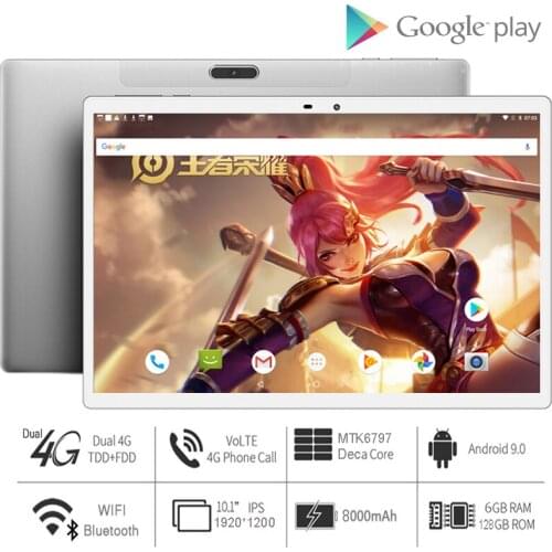 10.1 inch Tablet Newest 2021 PC MT6797 Deca Core 6GB RAM 128GB ROM 4G LTE 13.0/5.0MP Android 9.0 1920X1200 2.5K IPS Tablets
