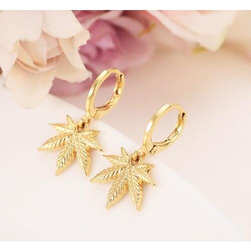 120pcsgold color drop earring Africa Women Party Gift Cannabiss Weed Marijuan Leaf charms women girls Jewelry gift drop shipping