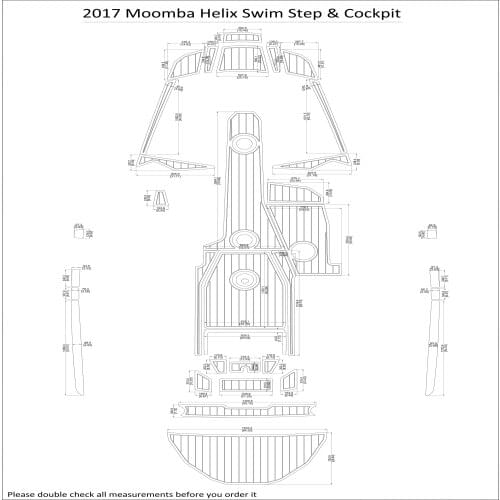 2017 Moomba Helix Swim Step & Cockpit Pad Boat EVA Teak Decking 1/4" 6mm